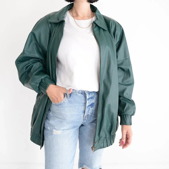 Pelle Hunter Green  Leather Bomber Jacket Med - Picture 3 of 13